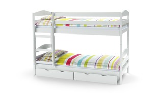 SAM - łóżko piętrowe z materacami - białe (5p=1szt)