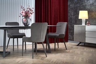 TIZIANO extension table, color: top - light grey / dark grey, legs - dark grey