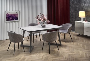 TIZIANO extension table, color: top - light grey / dark grey, legs - dark grey