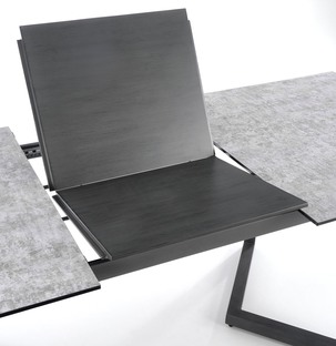TIZIANO extension table, color: top - light grey / dark grey, legs - dark grey