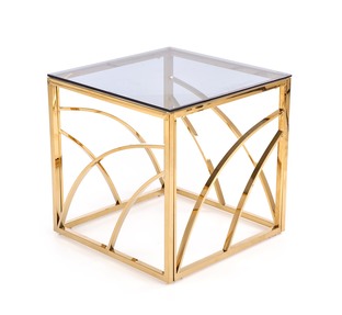 UNIVERSE KWADRAT ława, stelaż - złoty, szkło - dymiony (1p=1szt)