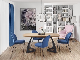 VELDON extension table, color: top - natural oak, legs - black