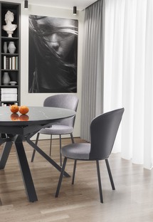 VERTIGO extension table, color: top - black marble, legs - black