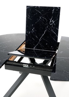 VERTIGO extension table, color: top - black marble, legs - black