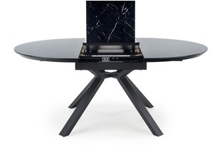 VERTIGO extension table, color: top - black marble, legs - black