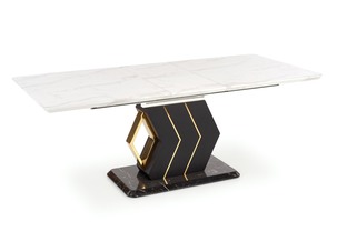 VINCENZO table white marble, leg black/gold