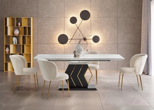 VINCENZO table white marble, leg black/gold