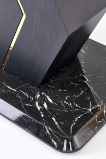 VINCENZO table white marble, leg black/gold