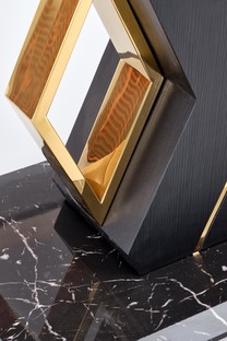 VINCENZO table white marble, leg black/gold