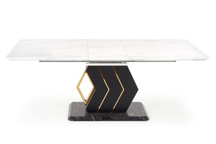VINCENZO table white marble, leg black/gold
