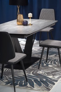 VINSTON extension table, color: top - dark grey / black, legs - black