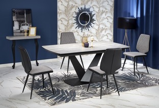 VINSTON extension table, color: top - dark grey / black, legs - black