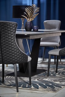 VINSTON extension table, color: top - dark grey / black, legs - black