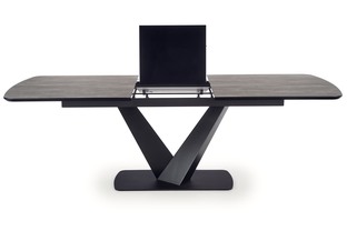 VINSTON extension table, color: top - dark grey / black, legs - black