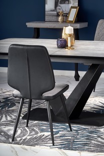 VINSTON extension table, color: top - dark grey / black, legs - black