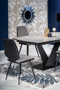 VINSTON extension table, color: top - dark grey / black, legs - black