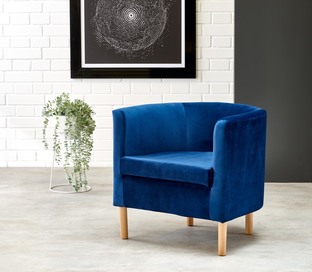 CLUBBY 2 leisure armchair dark blue / natural