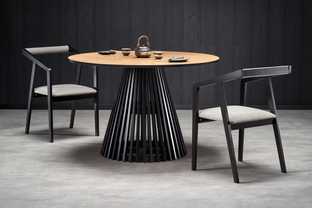 MIYAKI table natural oak, leg black
