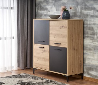 RAVEN KM-2 komoda dąb artisan/czarny (3p=1szt)