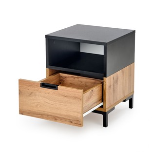 SILVIA bedside table, wotan oak - black