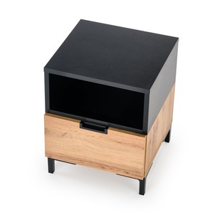 SILVIA bedside table, wotan oak - black