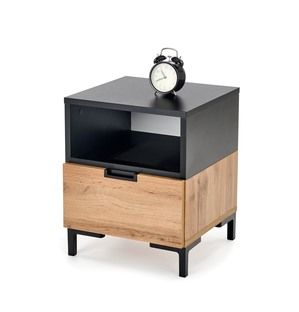 SILVIA bedside table, wotan oak - black