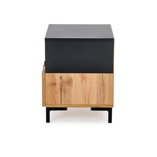 SILVIA bedside table, wotan oak - black