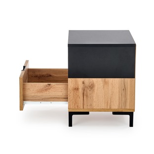 SILVIA bedside table, wotan oak - black