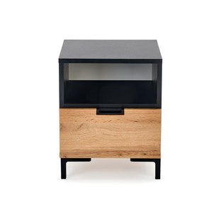 SILVIA bedside table, wotan oak - black