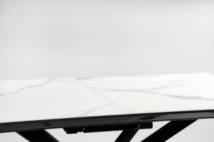 DIESEL extension table, color: top - white marble / dark grey, legs - black