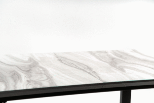 MARLEY extension table, color: top - white marble / grey, legs - black