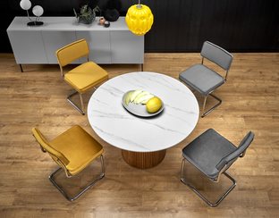 BRUNO round table, white marble / walnut