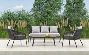 ROCCA garden set (sofa + 2 chairs + coffee table), dark grey / light grey