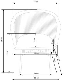 K400 krzesło czarny / naturalny / popielaty (1p=2szt)