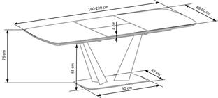FANGOR extension table, color: top - dark grey, legs - black