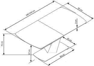 VINSTON extension table, color: top - dark grey / black, legs - black