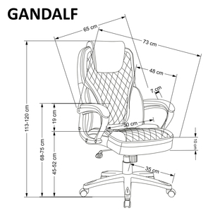 GANDALF fotel gabinetowy czarny / popielaty