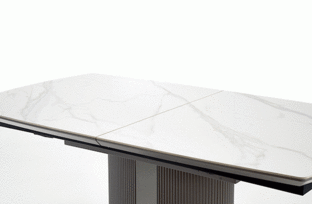 DANCAN extension table, white marble / grey / l. grey / black