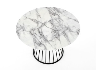 BRODWAY table, color: top - white marble, legs - black
