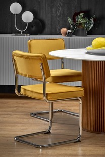 BRUNO round table, white marble / walnut