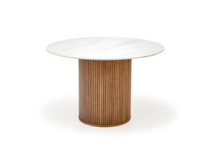 BRUNO round table, white marble / walnut
