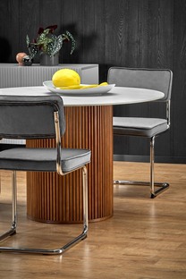 BRUNO round table, white marble / walnut
