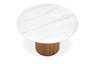 BRUNO round table, white marble / walnut