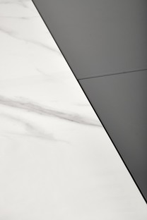 DANCAN extension table, white marble / grey / l. grey / black