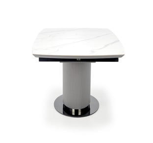 DANCAN extension table, white marble / grey / l. grey / black