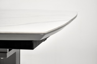 DANCAN extension table, white marble / grey / l. grey / black