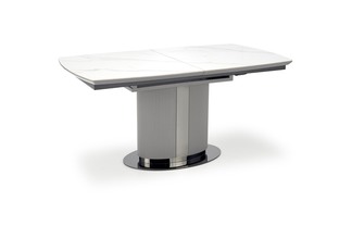 DANCAN extension table, white marble / grey / l. grey / black