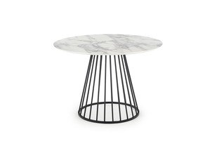 BRODWAY table, color: top - white marble, legs - black