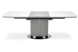 DANCAN extension table, white marble / grey / l. grey / black