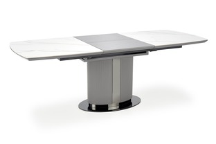 DANCAN extension table, white marble / grey / l. grey / black